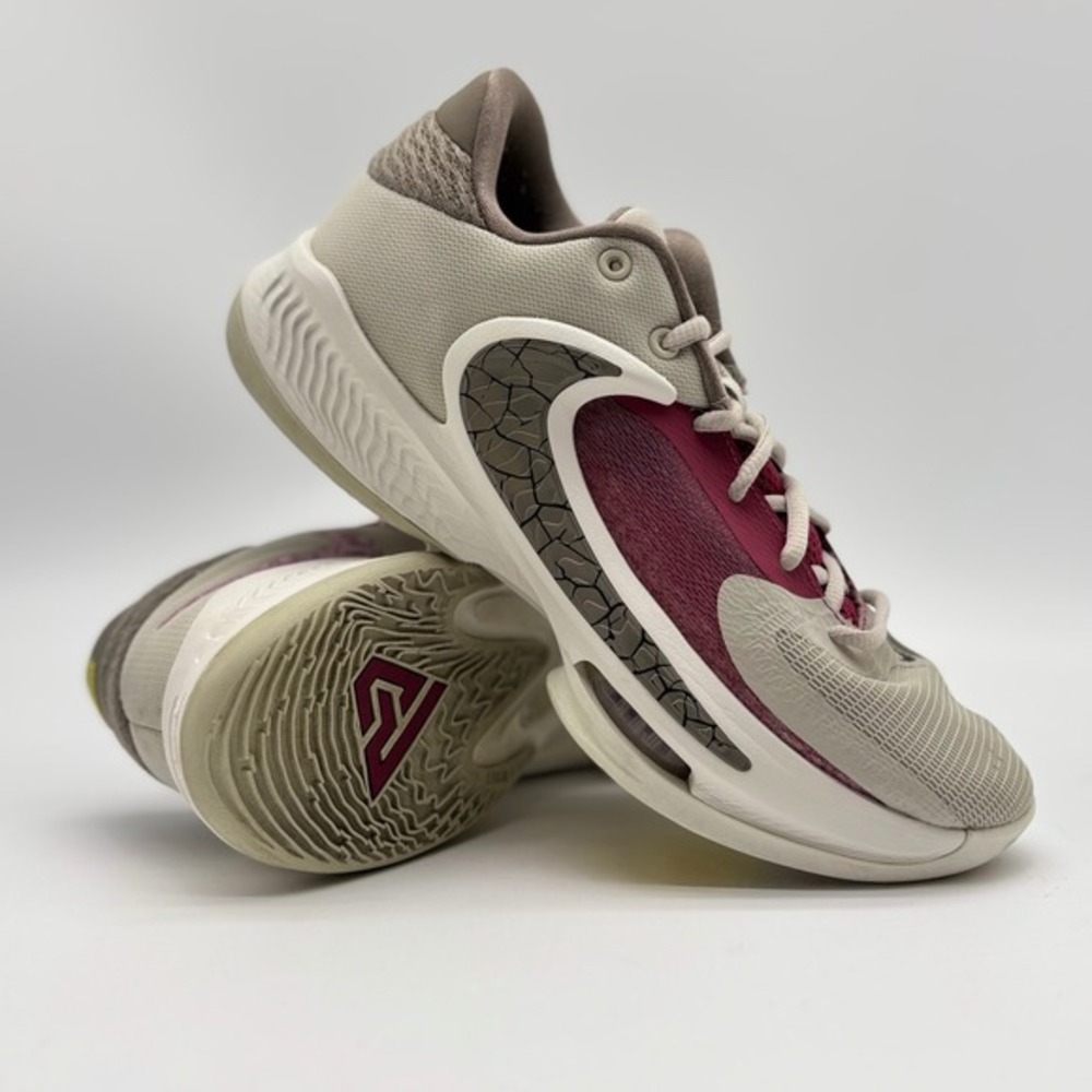 Nike Zoom‎ Freak 4 Basketball Shoes Light Bone Burgundy DJ6149-002 Womens 8.5